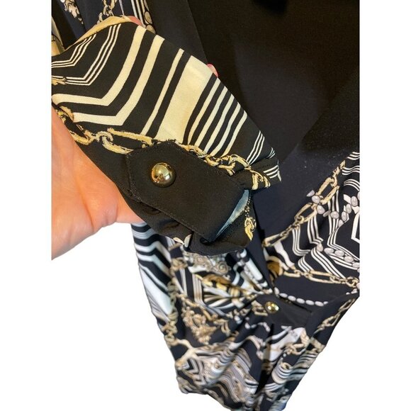 Cache Black Faux Wrap Horse Bit Fitted 3/4 Sleeve Dress Sz M - Picture 5 of 10